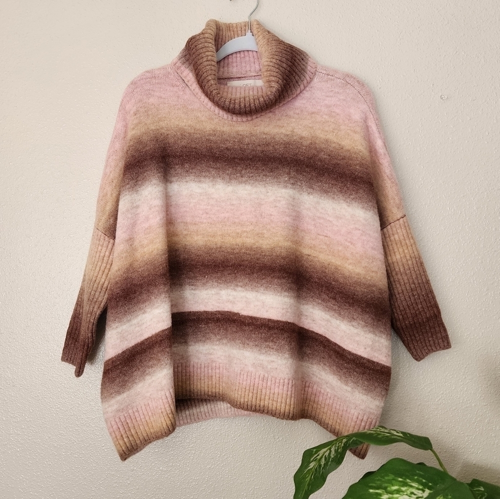 Loft Wool Ombre Mock Neck Dolman Oversize Knit Sweater 2021 Womens S